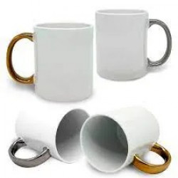 Caneca Branca com Alça Cromada